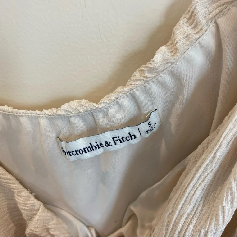 Abercrombie & Fitch Asymmetrical Crop Top One Shoulder Cream Color Small - Picture 4 of 6